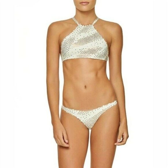NWT Pilyq S City of Stars Reversible Seamless Hi-Neck Bikini Top & Bottoms 86314 - Picture 1 of 5